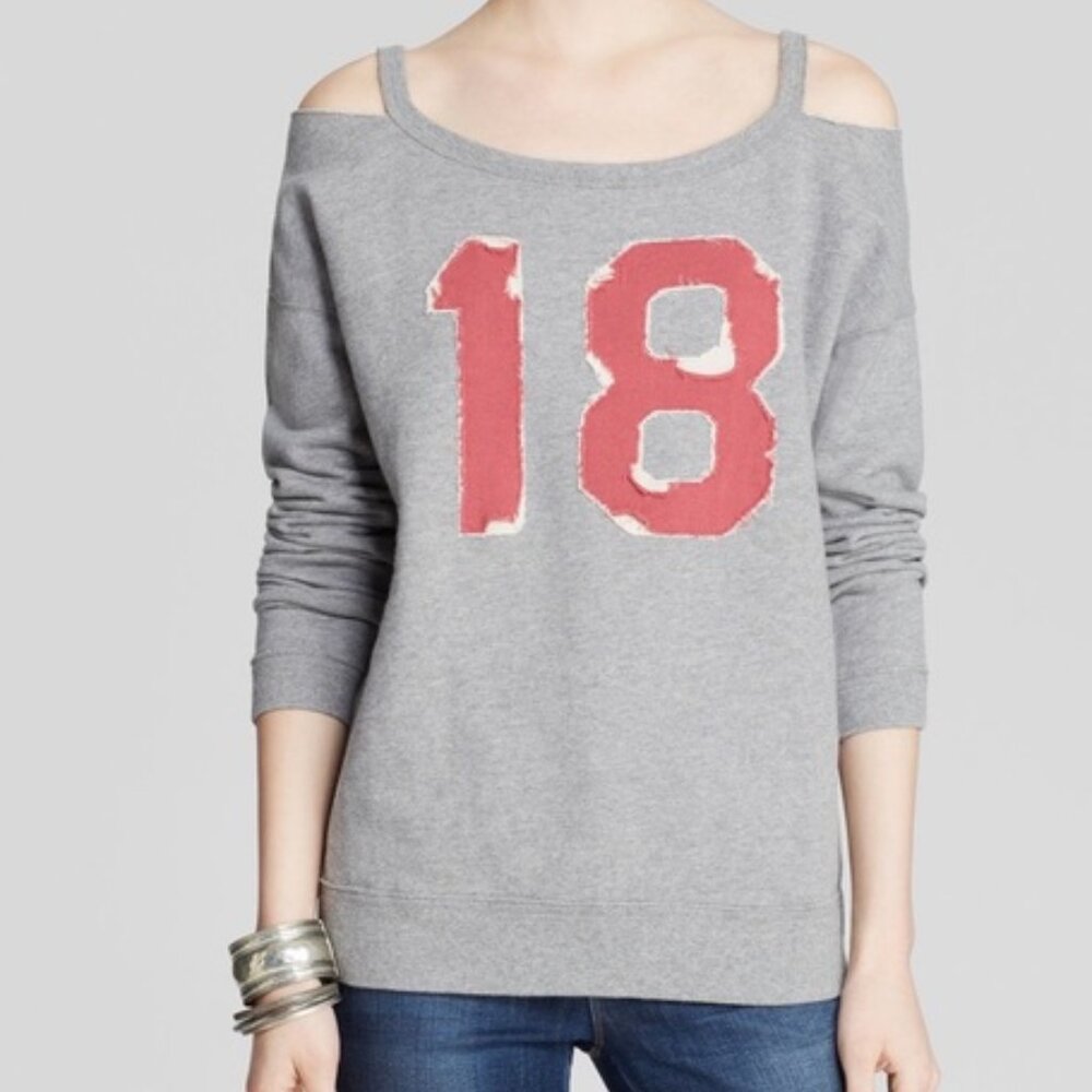 FREE PEOPLE Grey Sweatshirt French Terry Stadium 18